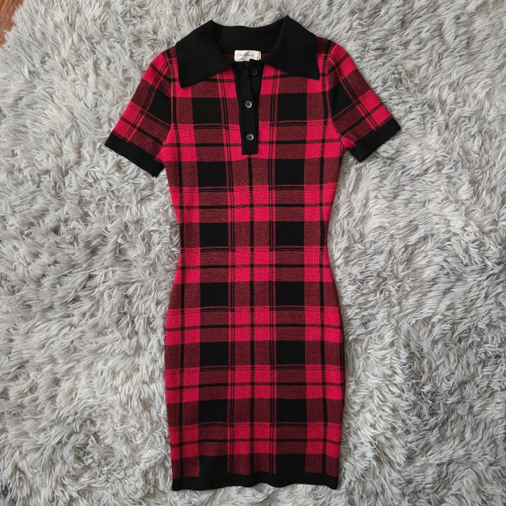 Love Always Red Plaid Bodycon Mini Dress
